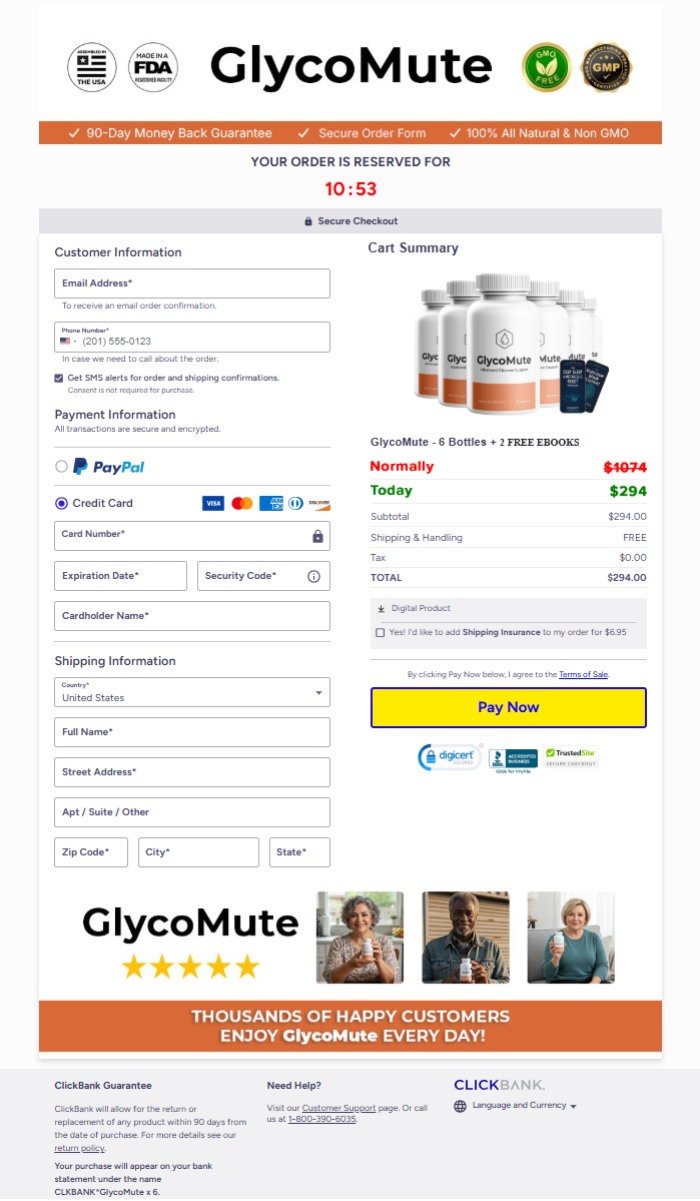 GlycoMute secure payment receipt